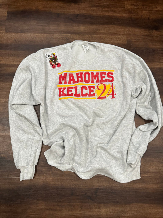 Mahomes Kelce 24' | Crewneck Sweatshirt | Screen Printed Graphic Design | KC Football Sweatshirt